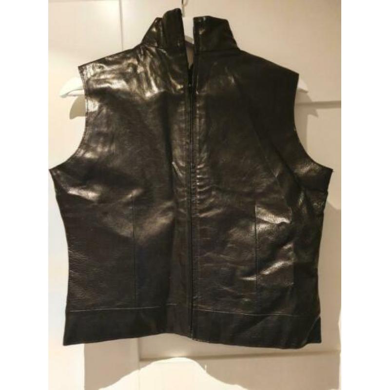 Leren gilet vintage echt leer zwart luxe zoals ganni m l
