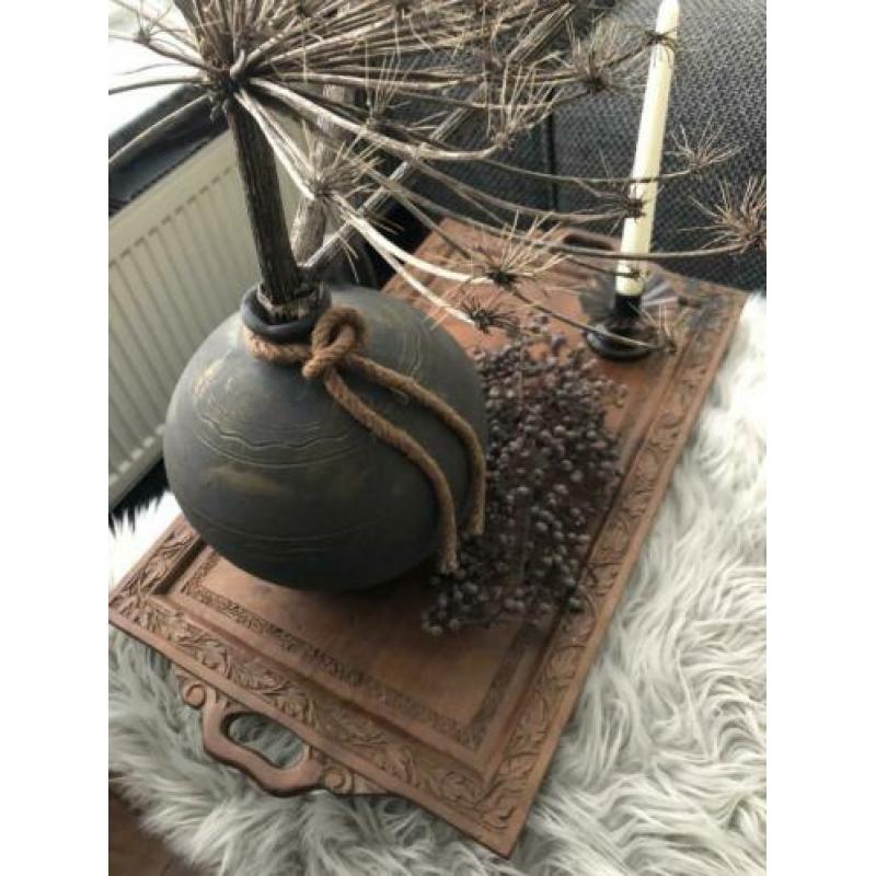 Mooi bewerkt houten dienblad