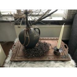 Mooi bewerkt houten dienblad