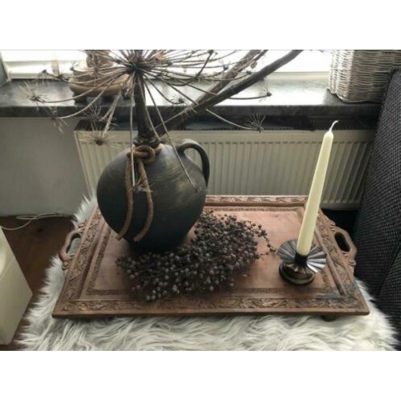 Mooi bewerkt houten dienblad