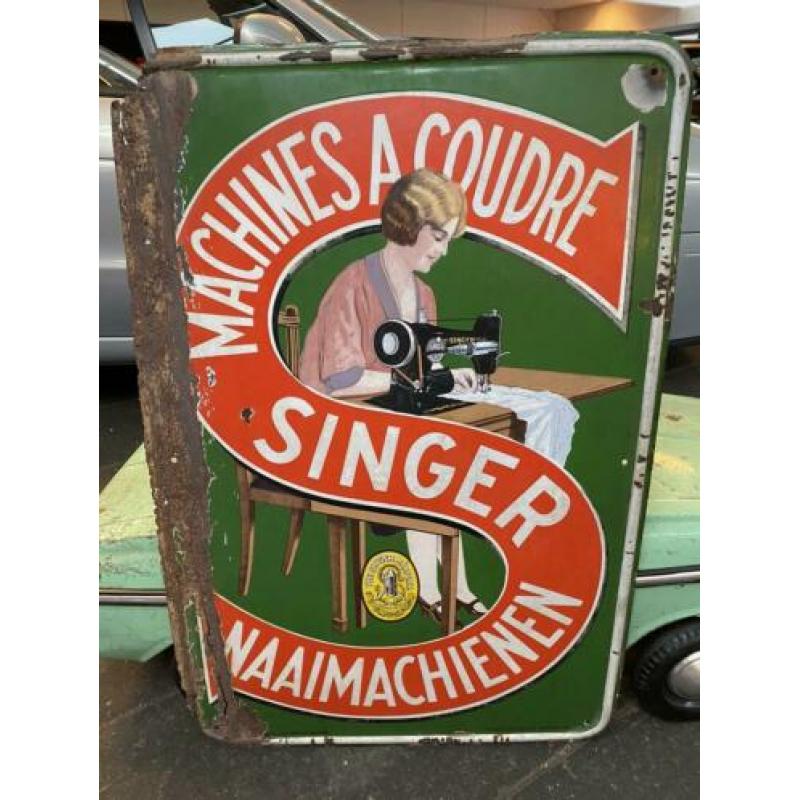 Singer emaille reclame bord 1933
