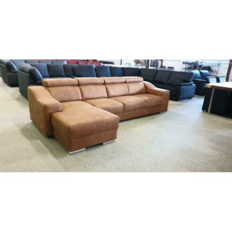 &342 cognac bruin stof loungebank
