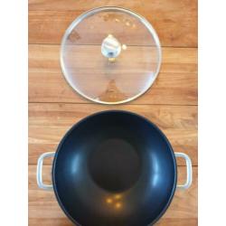 Fontignac wok met glasdeksel 34 cm. Z.g.a.n.