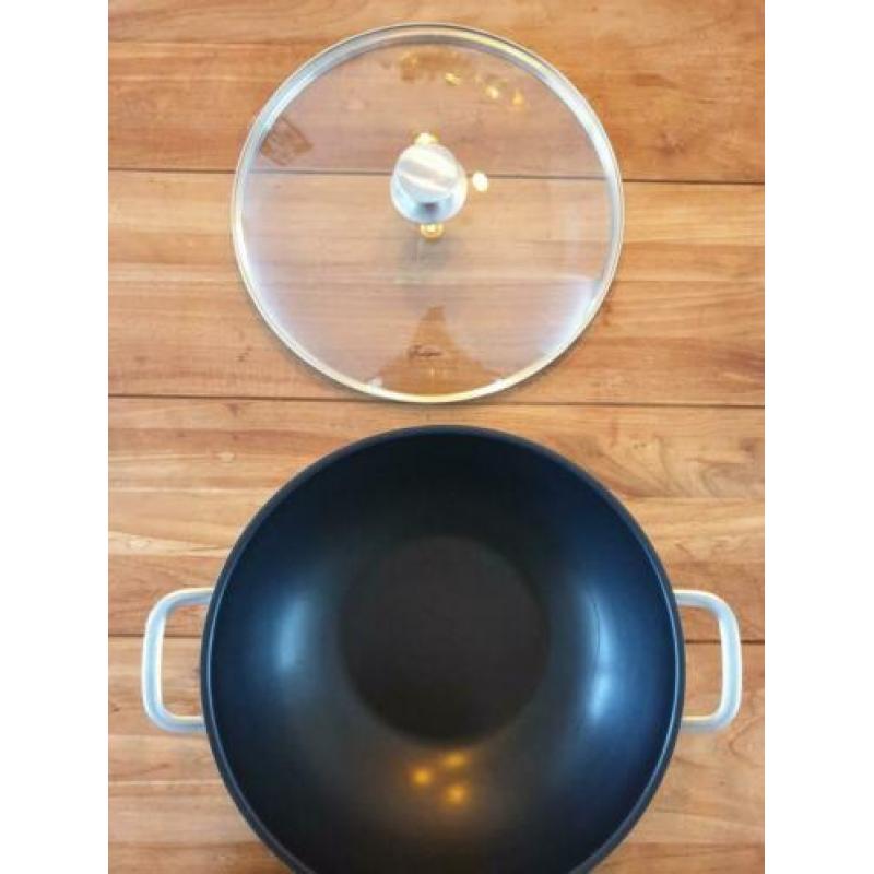 Fontignac wok met glasdeksel 34 cm. Z.g.a.n.