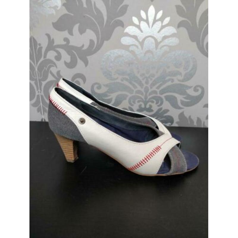 Witte/blauwe sandalen