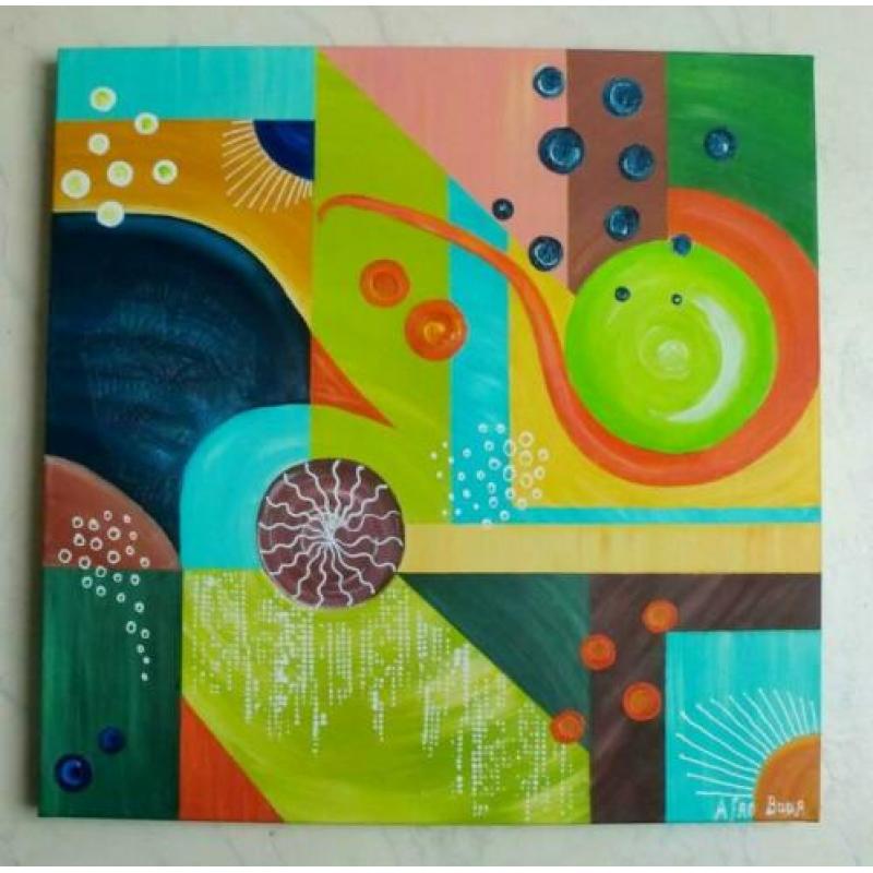 Vrolijke nieuwe & handgeschilderde acrylschilderijen