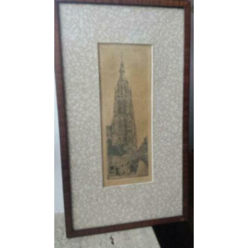 ets Breda onze lieve vrouwetoren gesigneerd A. P. Bosch