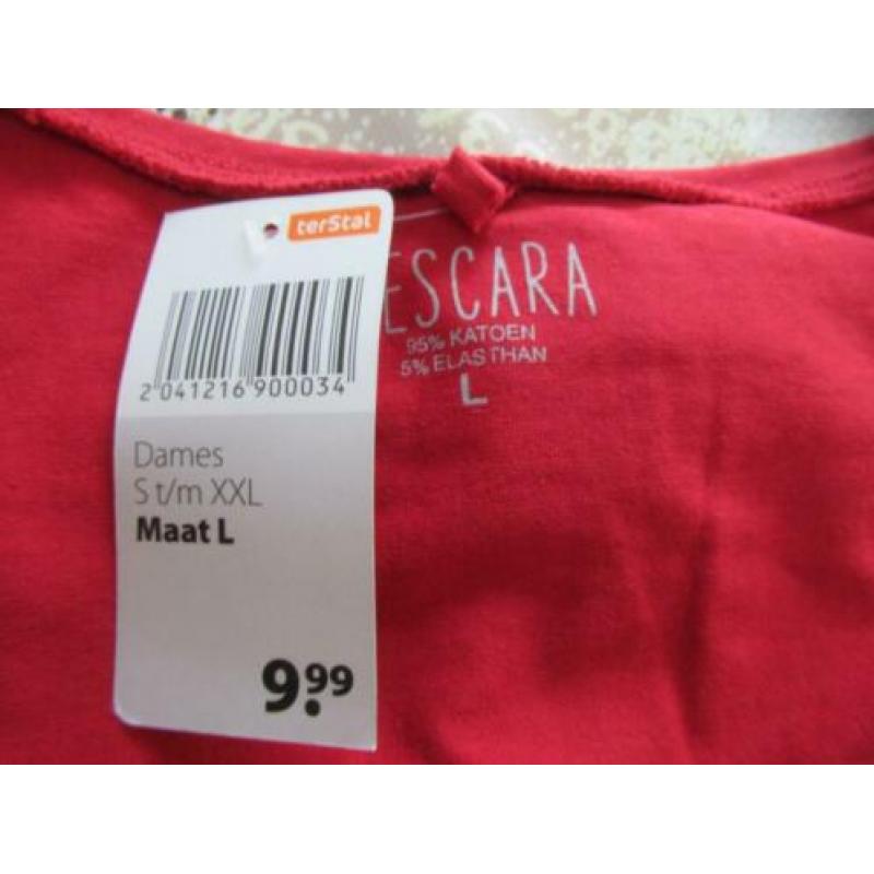 Pescara nieuw rood basic shirt met lange mouw maat L