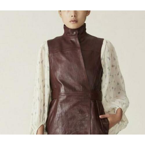 Leren gilet vintage echt leer zwart luxe zoals ganni m l