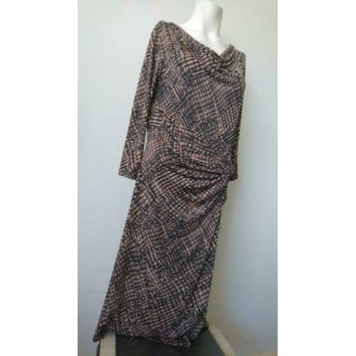 ANNA FIELD Geweldige Bruin/Zwart Gestreepte Jurk 38-40 M