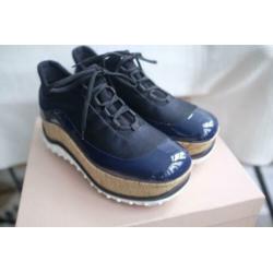 Miu Miu Prada platform sneakers donkerblauw zwart
