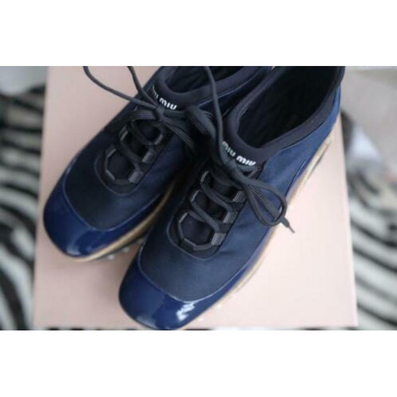 Miu Miu Prada platform sneakers donkerblauw zwart