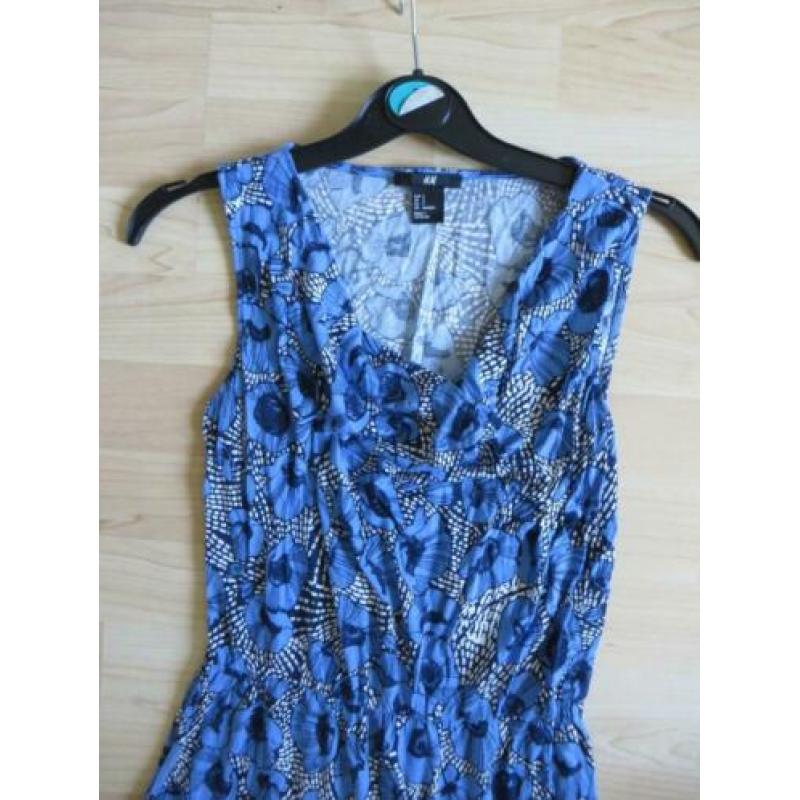 Blauw bloemen bloemenprint jurk jurkje zomer H&M 36 S