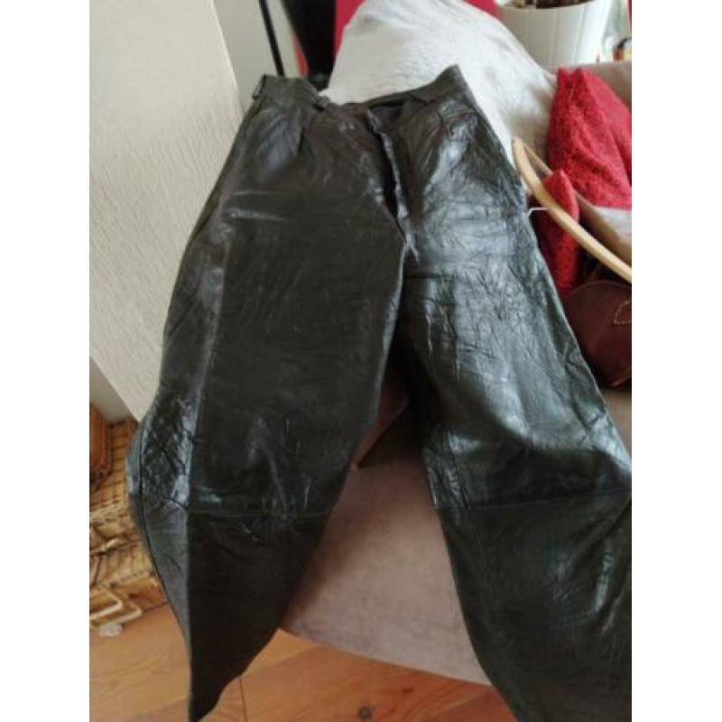 3x VINTAGE ECHT LEREN BROEKEN... MAAT 34 - 36..