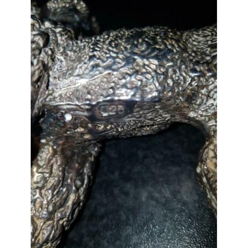 Sterling Zilveren 925/1000 Poedel Hond Beeld Gemerkt 925