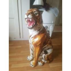 Panter luipaard beeld 82cm porselein hollywood regency