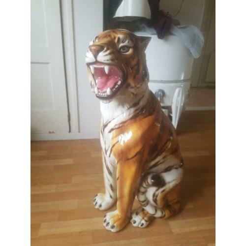 Panter luipaard beeld 82cm porselein hollywood regency