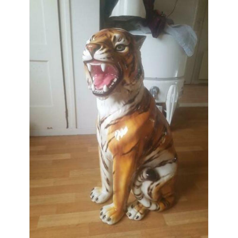 Panter luipaard beeld 82cm porselein hollywood regency