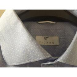 Lichtblauw met wit stippen overhemd mt 6 XXL LOUIS FUGARO