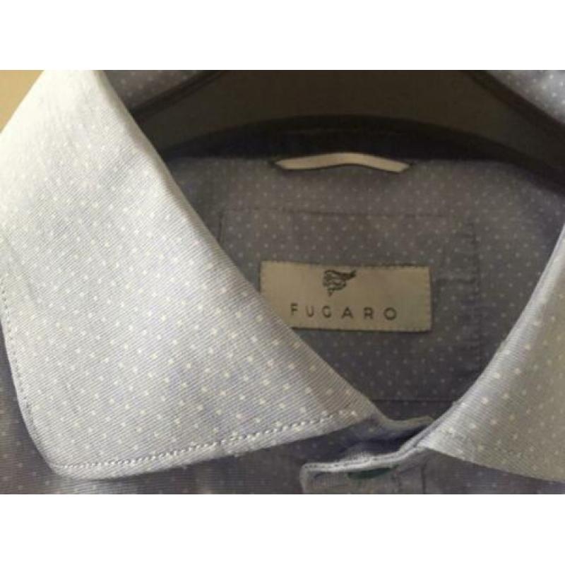 Lichtblauw met wit stippen overhemd mt 6 XXL LOUIS FUGARO