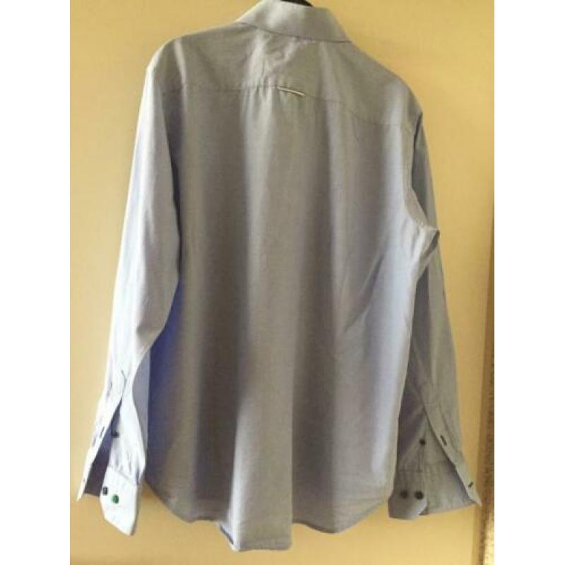 Lichtblauw met wit stippen overhemd mt 6 XXL LOUIS FUGARO