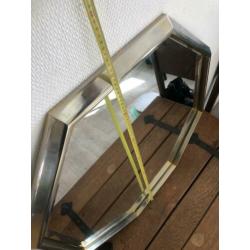 Gave retro facet geslepen spiegel in metalen lijst 70cm