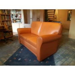 Leren kwaliteitsbank nieuwstaat cognac kleur