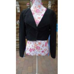 Mooi Vintage Kort Dames Jasje Zwart Katoen Mt 40 Top staat !