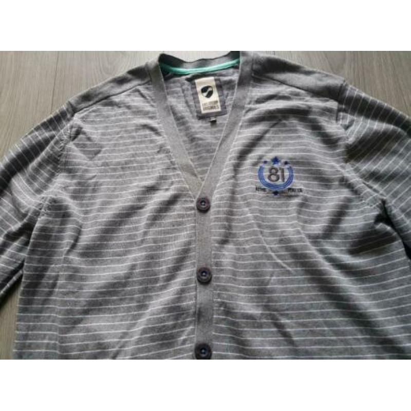 CULT EDITION grijs gestreept gebreid vest maat XXL (KG232)