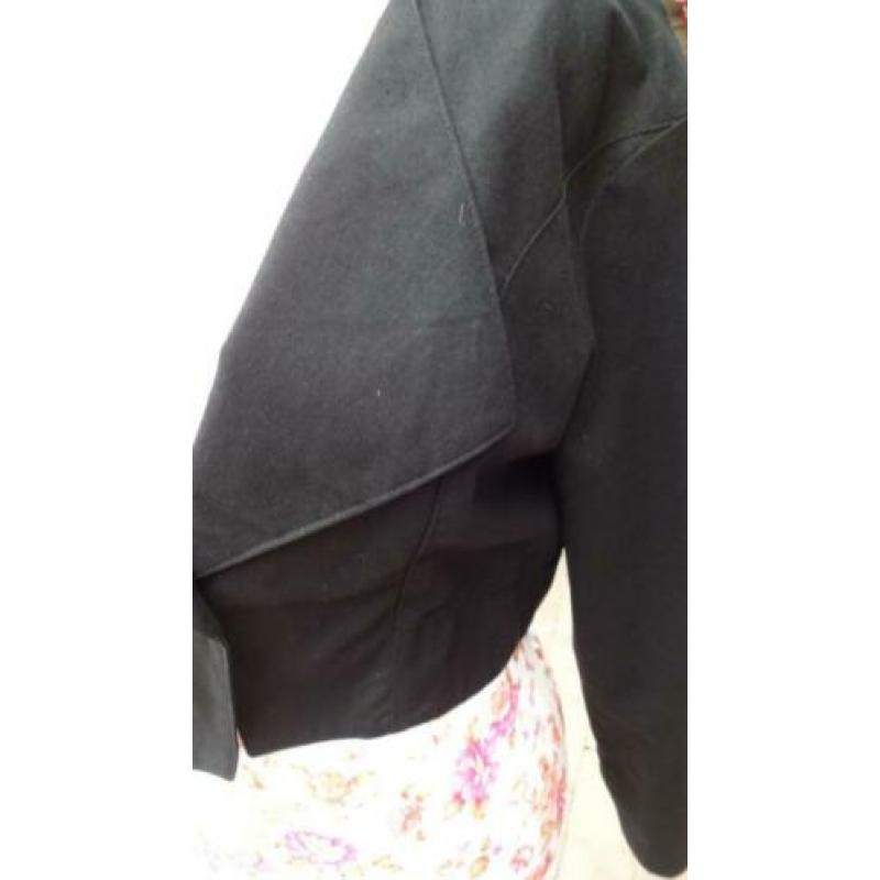 Mooi Vintage Kort Dames Jasje Zwart Katoen Mt 40 Top staat !