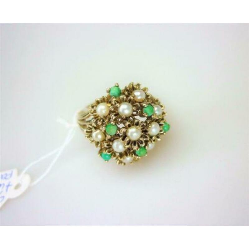 Ring goud turquois & split parels / Z2063