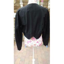 Mooi Vintage Kort Dames Jasje Zwart Katoen Mt 40 Top staat !
