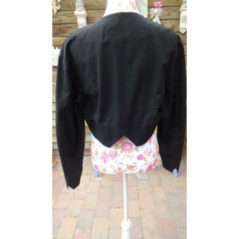 Mooi Vintage Kort Dames Jasje Zwart Katoen Mt 40 Top staat !
