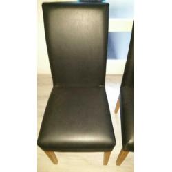4x zwart leren eethoekstoel met werk