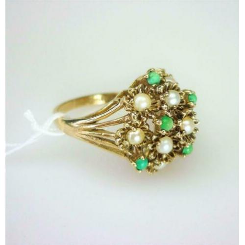 Ring goud turquois & split parels / Z2063