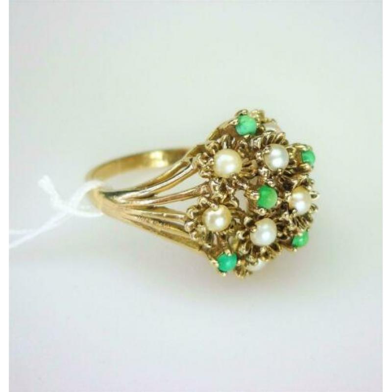 Ring goud turquois & split parels / Z2063