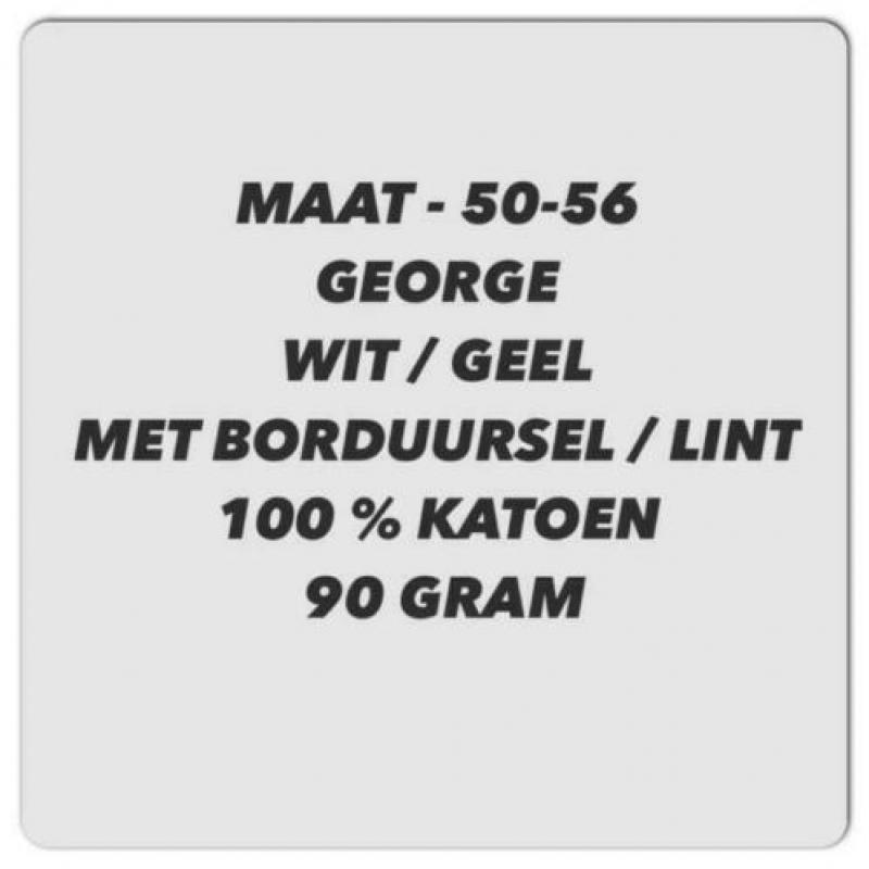 Maat 50 / 56 - george - baby jurkje - wit / geel