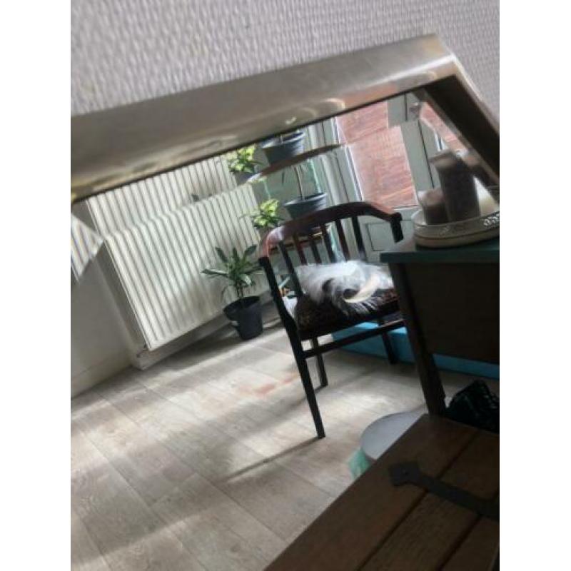 Gave retro facet geslepen spiegel in metalen lijst 70cm