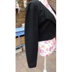 Mooi Vintage Kort Dames Jasje Zwart Katoen Mt 40 Top staat !