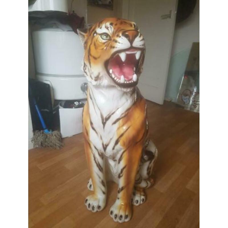 Panter luipaard beeld 82cm porselein hollywood regency