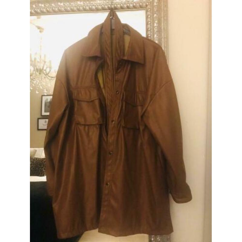 Faux leather jacket/ blouse cognac mt.L