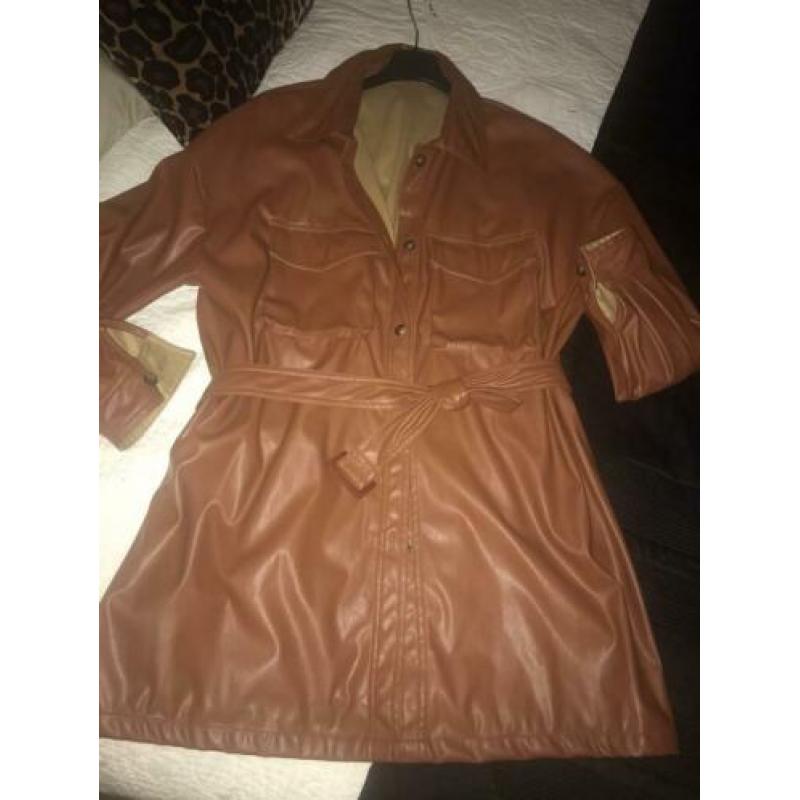 Faux leather jacket/ blouse cognac mt.L