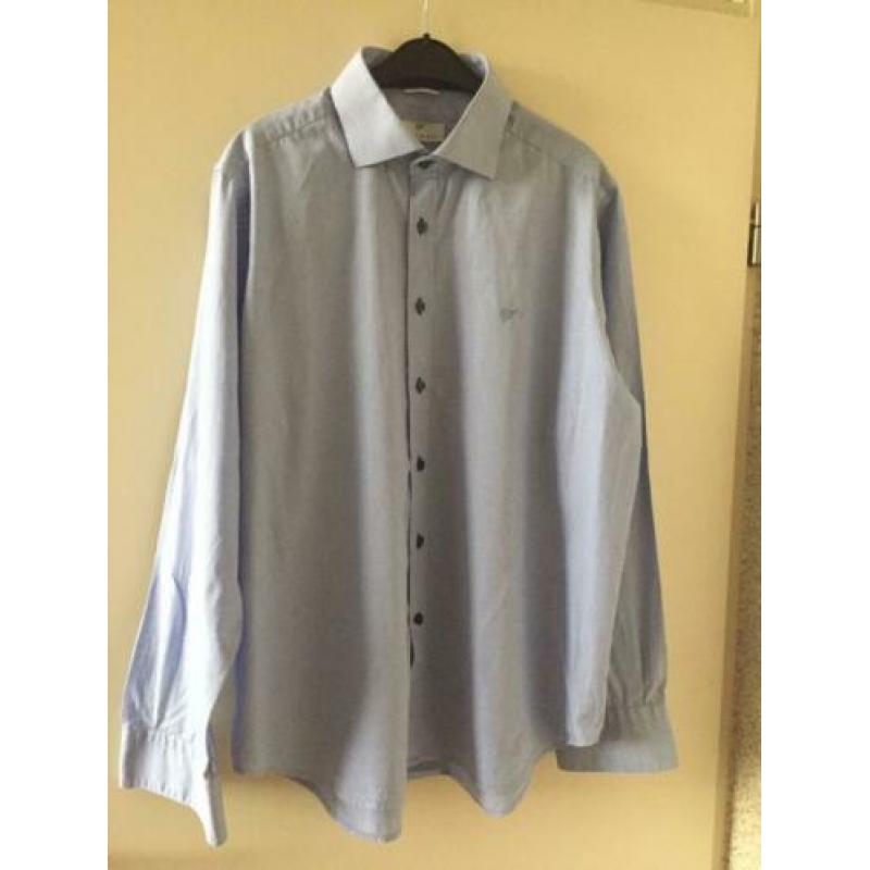 Lichtblauw met wit stippen overhemd mt 6 XXL LOUIS FUGARO