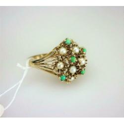Ring goud turquois & split parels / Z2063