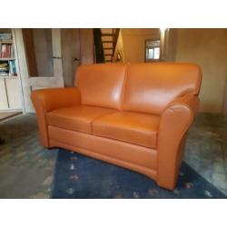 Leren kwaliteitsbank nieuwstaat cognac kleur