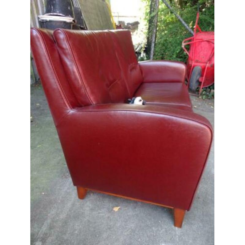 2 Zits bank, donker rood leder