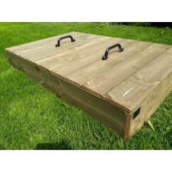 Houten zandbak met deksel 90x140 kant en klaar ophalen