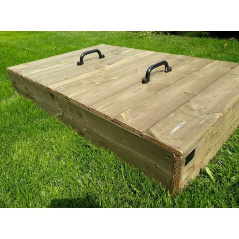 Houten zandbak met deksel 90x140 kant en klaar ophalen