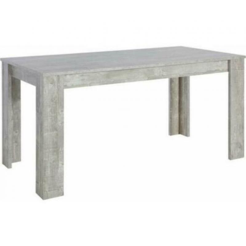 eettafel incl 2 bankjes beton-look met houtstruktuur