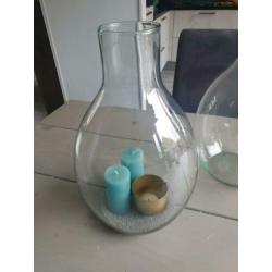 2 grote Terrarium bol vazen,voor planten / kaarsen lantaarn.